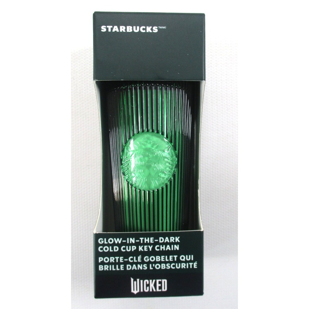 NEW Starbucks Wicked Ephelba Green Cold Cup Ornament Keychain Glow In The Dark‎